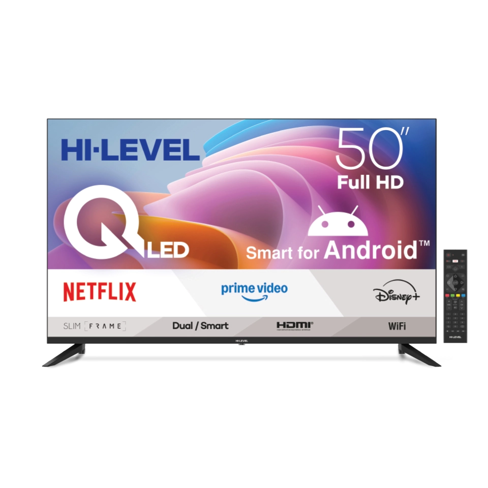 Hi Level HL50QFPRL-A14S 50" Frameless FHD QLED Android 14 Smart TV